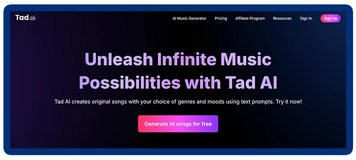 Tad AI - Top AI Music Startups